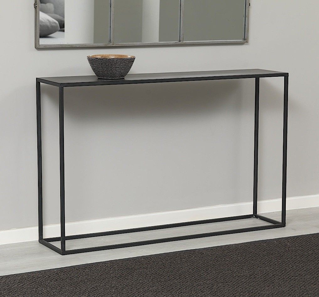 Black Metal Sofa Table Slim Console Tables In Natural Within Natural And Caviar Black Console Tables (View 11 of 20)