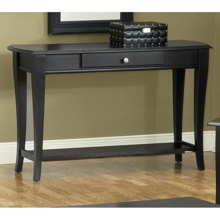 Black Sofa Table With Drawer | Nebraska Furniture Mart With Regard To Natural And Caviar Black Console Tables (View 17 of 20)