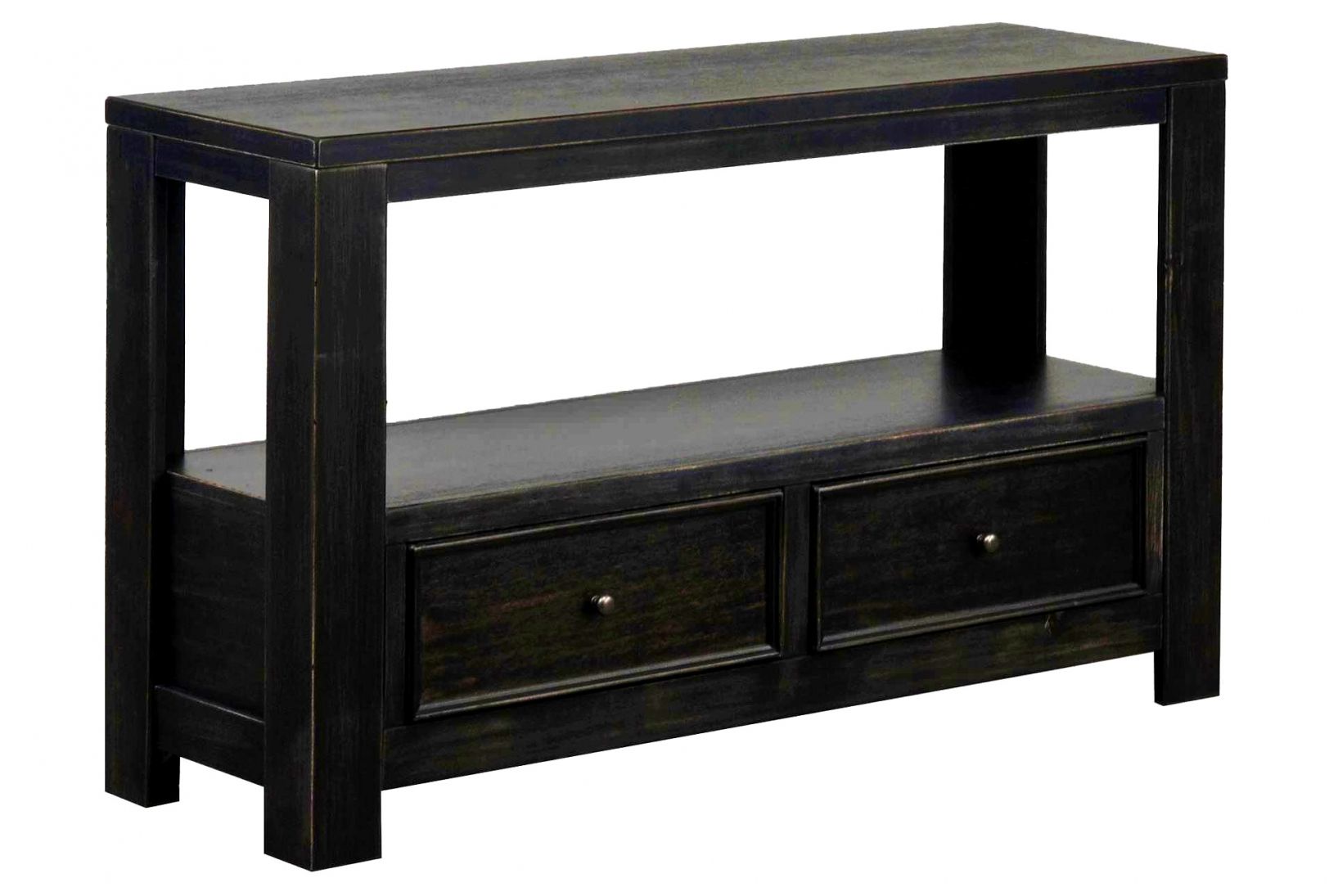 Black Sofa Table With Storage | Hawk Haven Within Aged Black Console Tables (View 12 of 20)