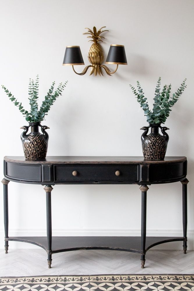 Black Vintage Style Metal Distressed Console Table Regarding Antique Silver Metal Console Tables (View 12 of 20)