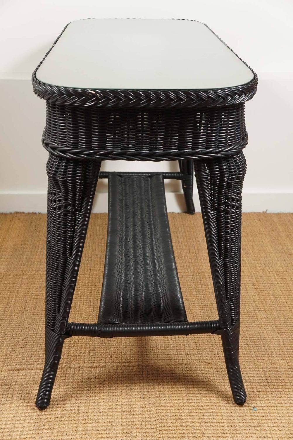 Black Wicker Sofa Table For Sale At 1stdibs For Black And Tan Rattan Console Tables (Photo 20 of 20)