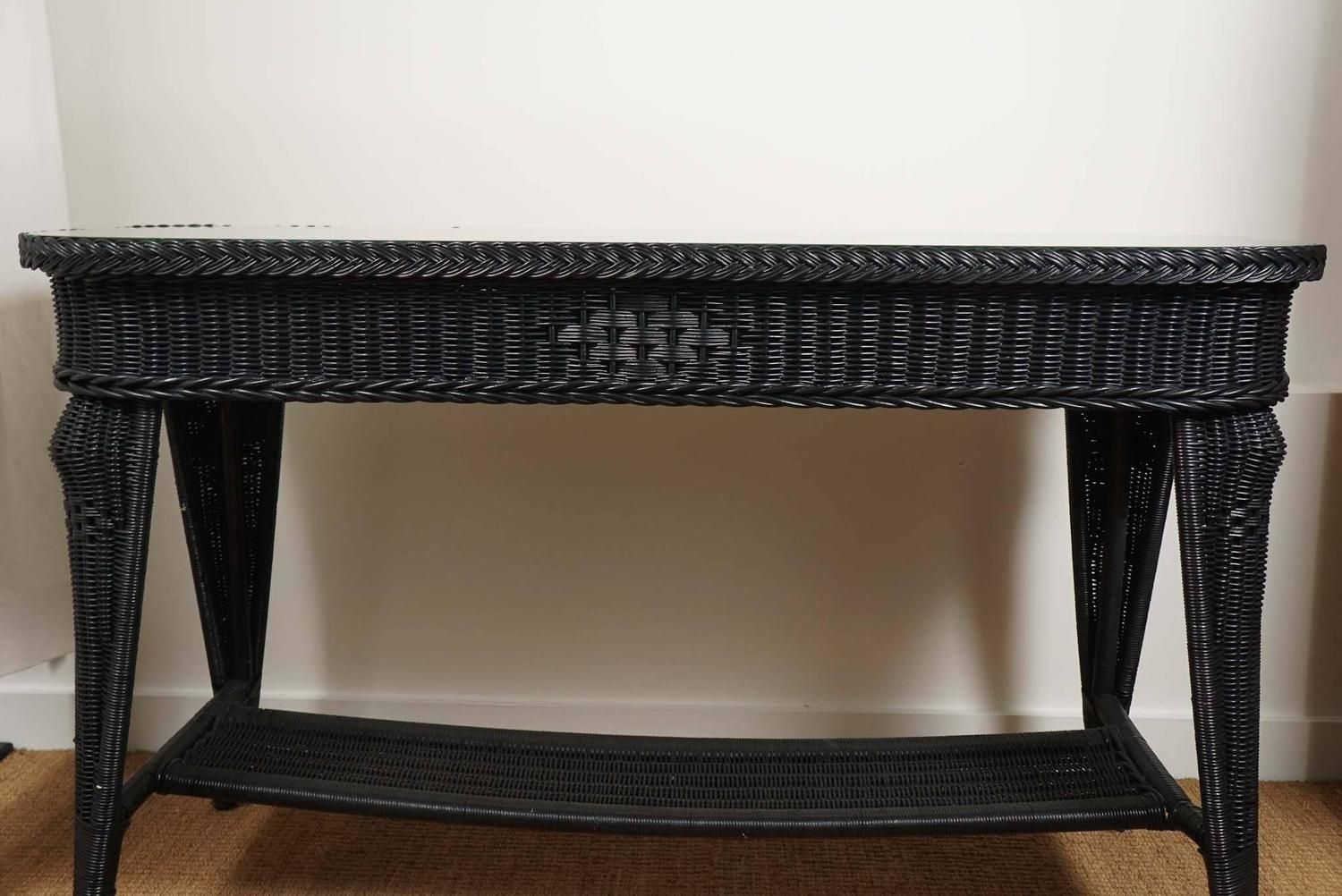 Black Wicker Sofa Table For Sale At 1stdibs Throughout Wicker Console Tables (Photo 6 of 20)