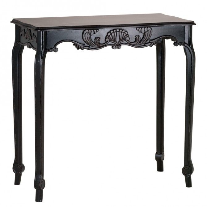 Black Wood Console Table Intended For Square Matte Black Console Tables (Photo 18 of 20)