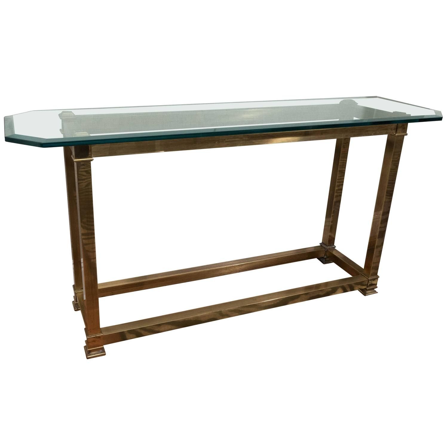 Brass And Glass Console Tablemastercraft At 1stdibs Throughout Brass Smoked Glass Console Tables (View 8 of 20)