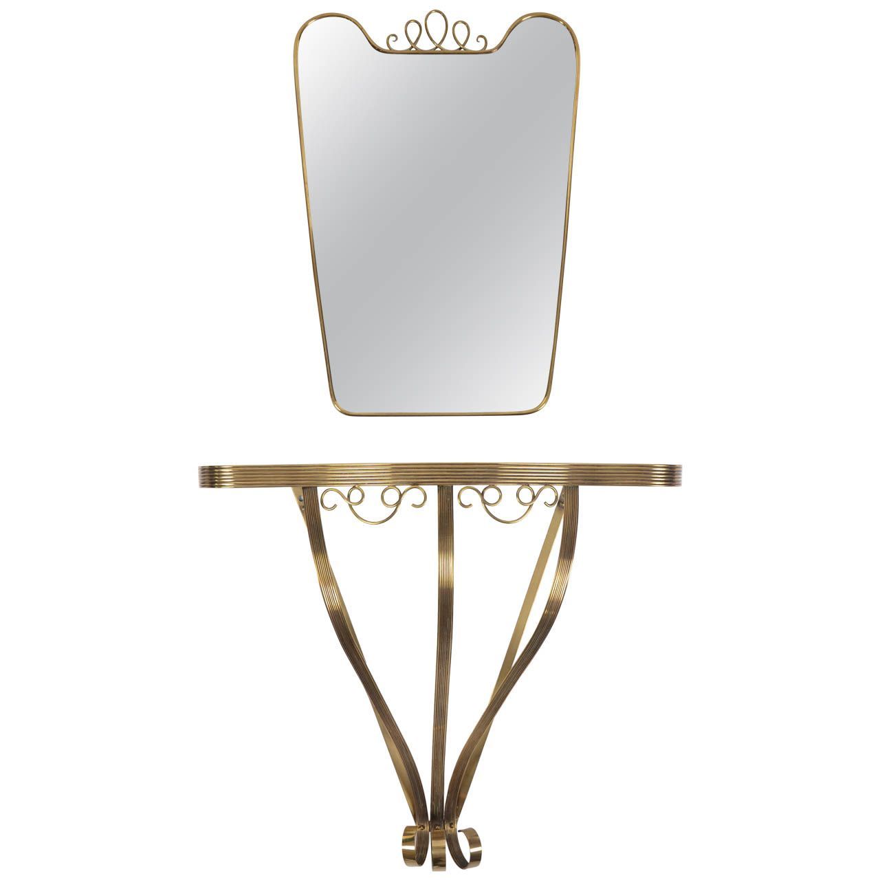 Brass Console With Mirror | 1stdibs | Mirror Console For Antique Brass Round Console Tables (View 16 of 20)