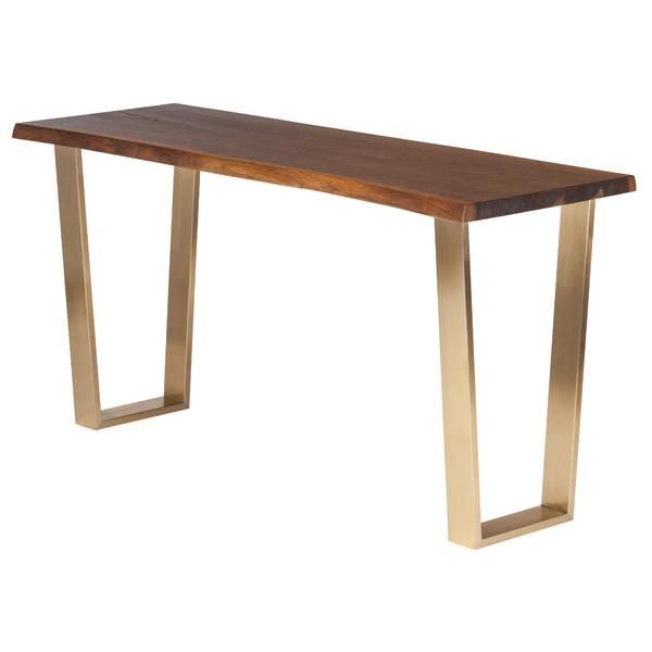Brown Oak Gold Legs Console Table Inside Black And Oak Brown Console Tables (View 19 of 20)