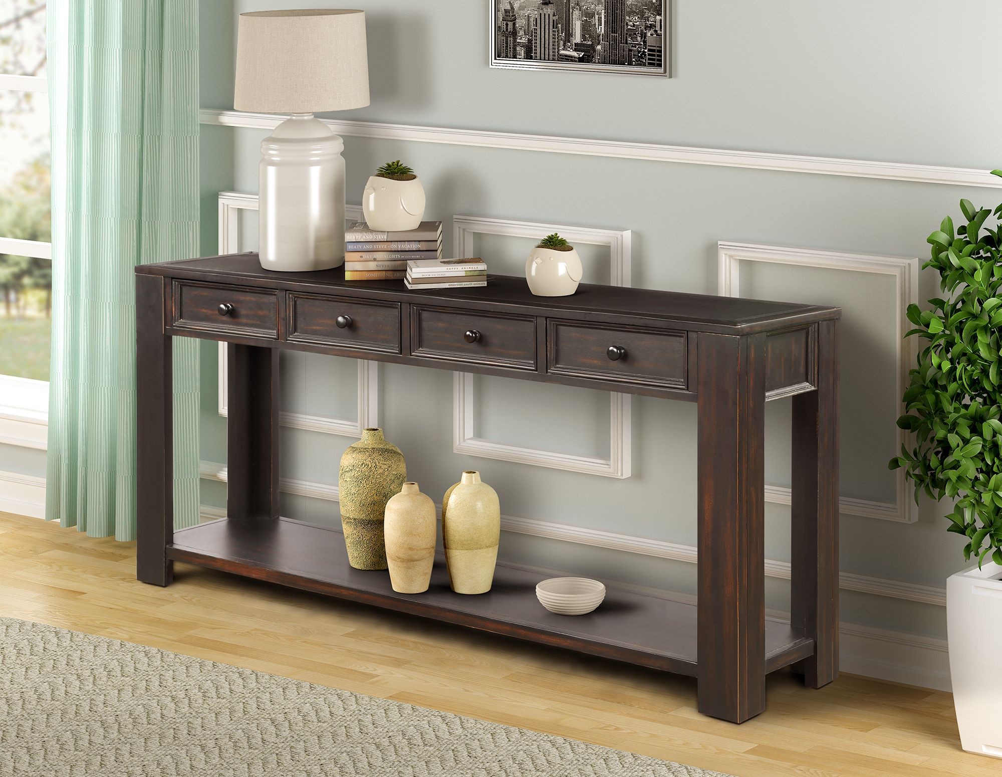 Buffet Cabinet, Entryway Console Table With 4 Storage With Open Storage Console Tables (View 6 of 20)