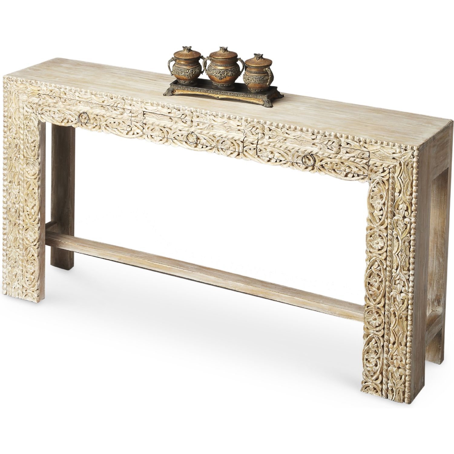 Butler Specialty 2069290 Artifacts Console Table White Throughout Natural Mango Wood Console Tables (View 3 of 20)
