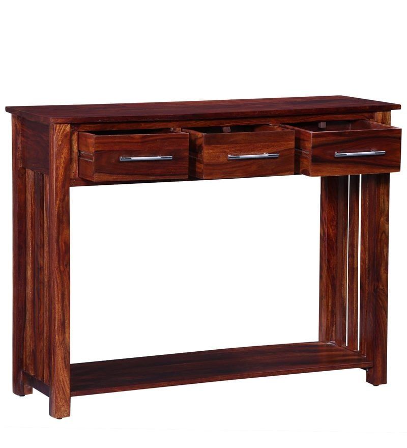 Buy Abbey Solid Wood Console Table In Honey Oak Finish For Honey Oak And Marble Console Tables (Photo 19 of 20)