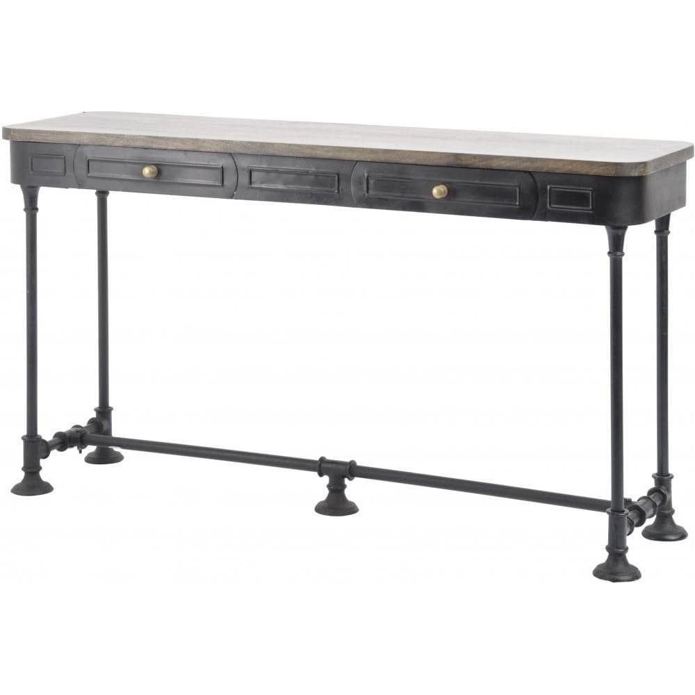 Buy Black Metal Console Table With Solid Wood Top From Inside Black Metal And Marble Console Tables (View 7 of 20)