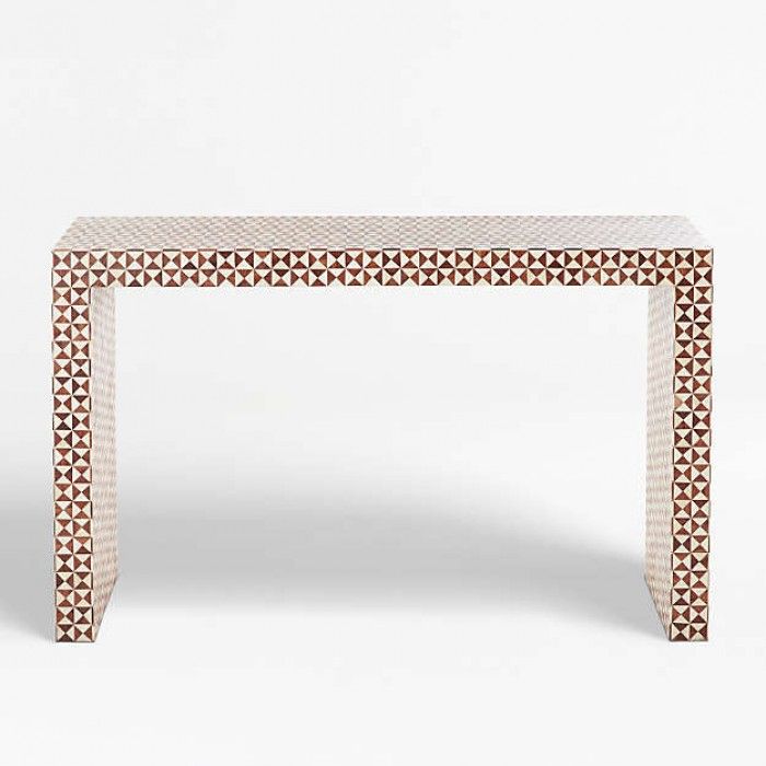 Buy Brown Bone Inlay 3 Drawer Triangle Console Online In Throughout Pecan Brown Triangular Console Tables (View 8 of 20)
