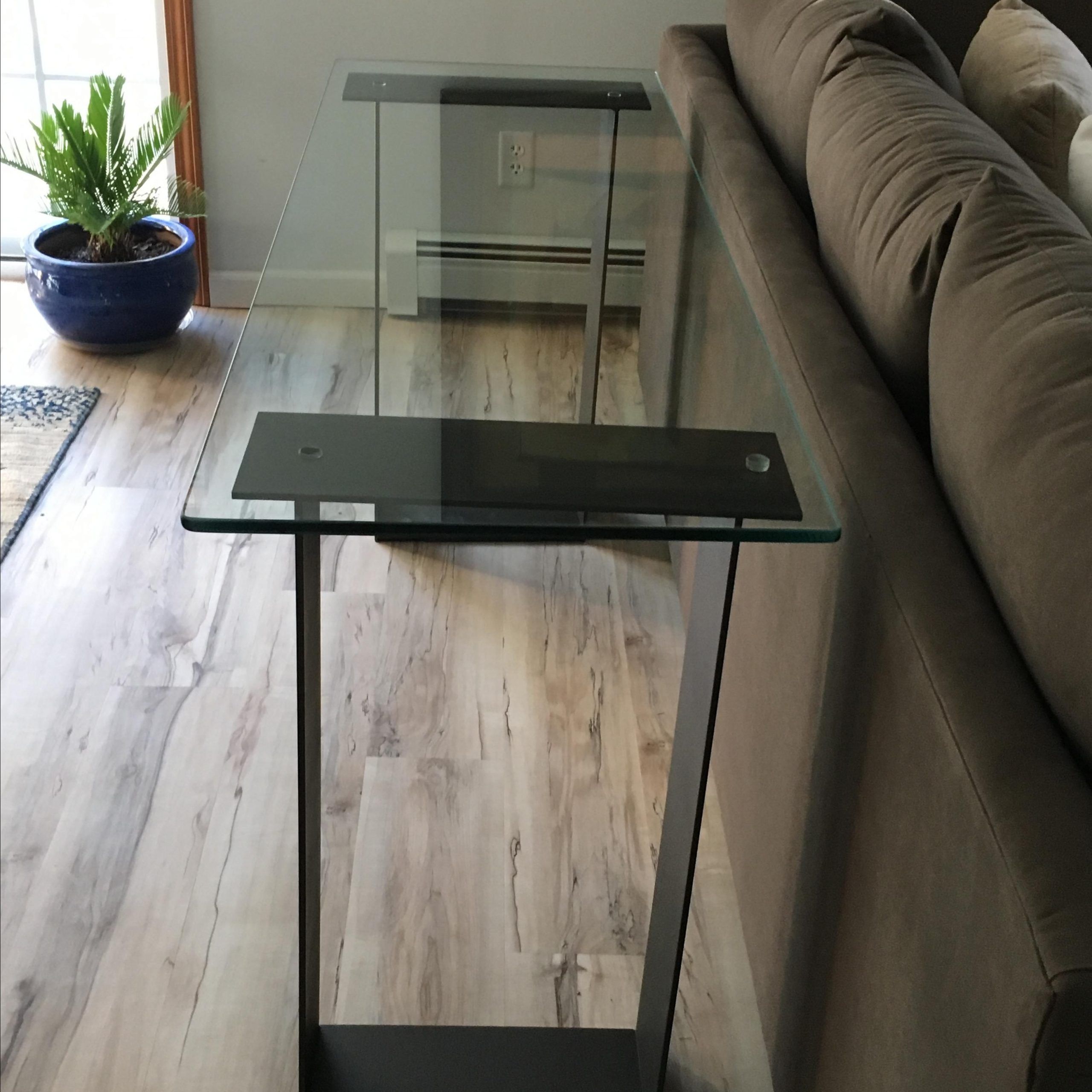 Buy Custom Glass And Steel Contemporary Sofa Table Inside Geometric Glass Modern Console Tables (View 2 of 20)