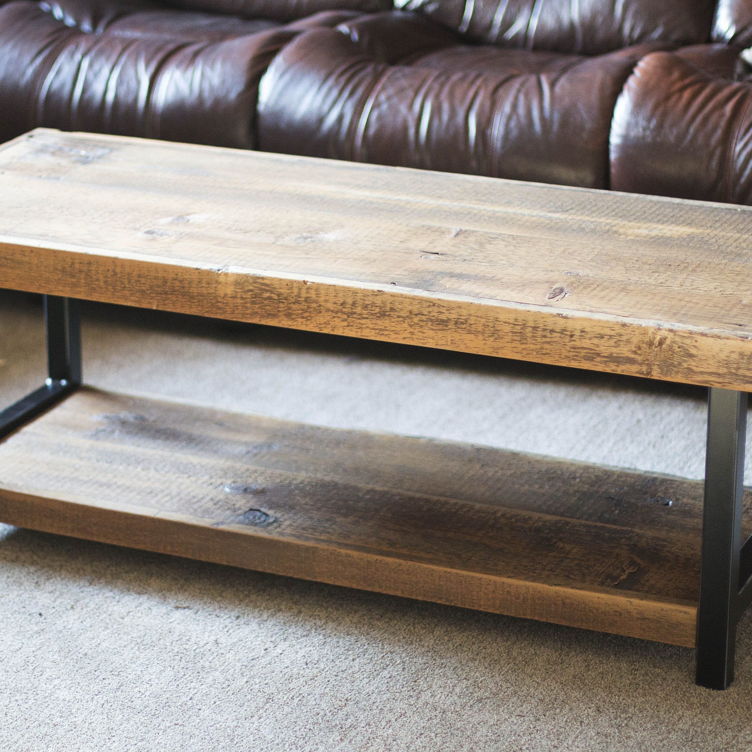 Buy Handmade Barn Wood Coffee Table Industrial Rustic Regarding Rustic Espresso Wood Console Tables (Photo 13 of 20)