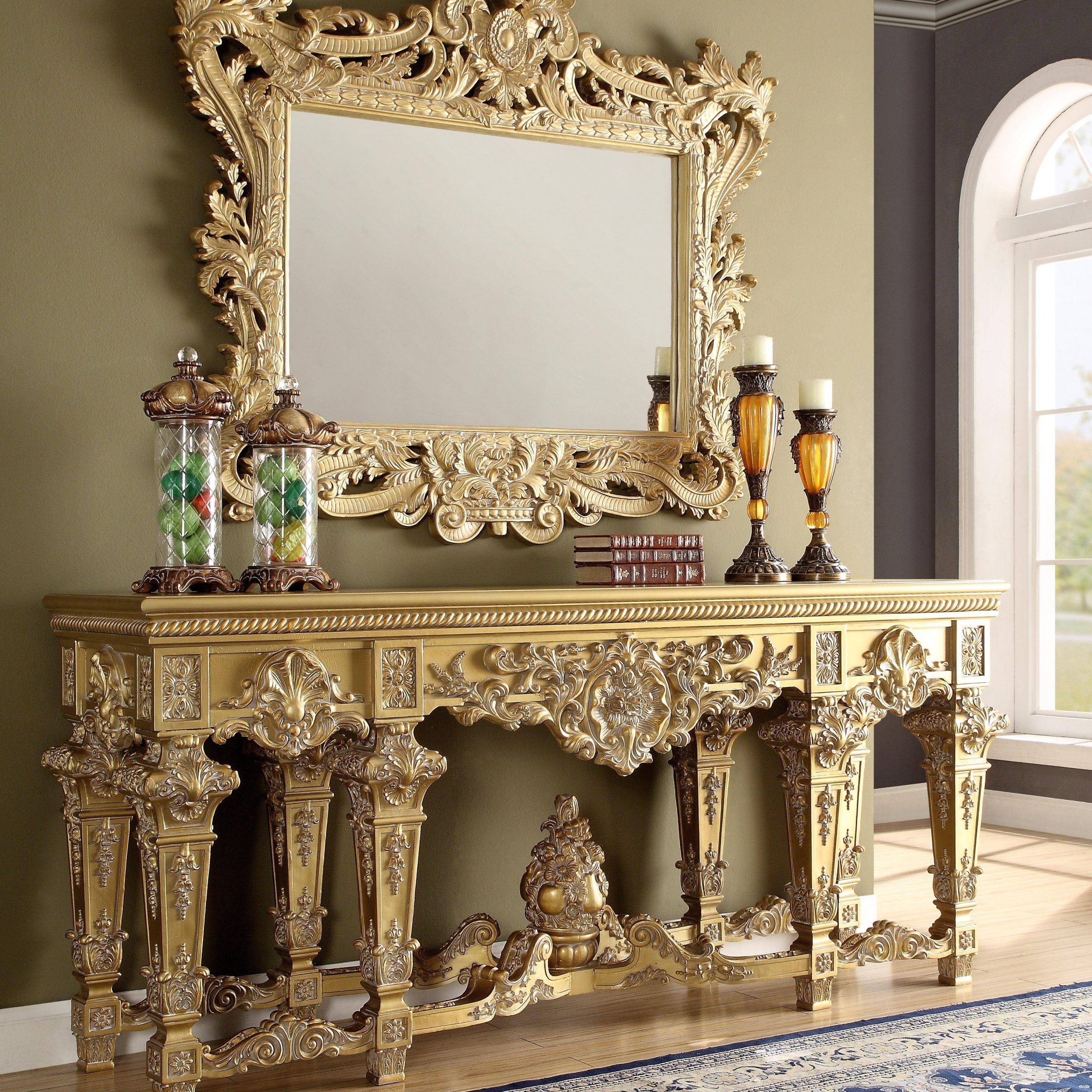 Buy Homey Design Hd Con8086 Console Table In Rich Gold Inside Gold Console Tables (Photo 1 of 20)