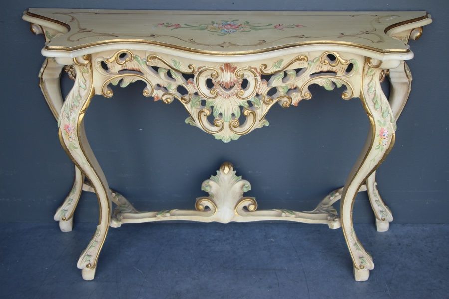 Buy Ornate Carved Rococo Console Table 1970 From Antiques Inside Walnut Wood And Gold Metal Console Tables (View 15 of 20)