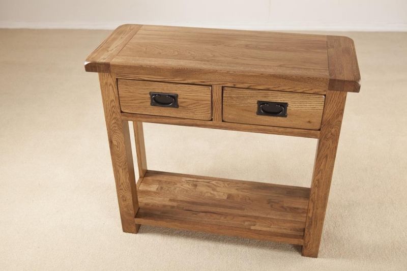 Buy Rustic Solid Oak 2 Drawer Console Table Online – Cfs Uk Regarding Rustic Oak And Black Console Tables (View 12 of 20)