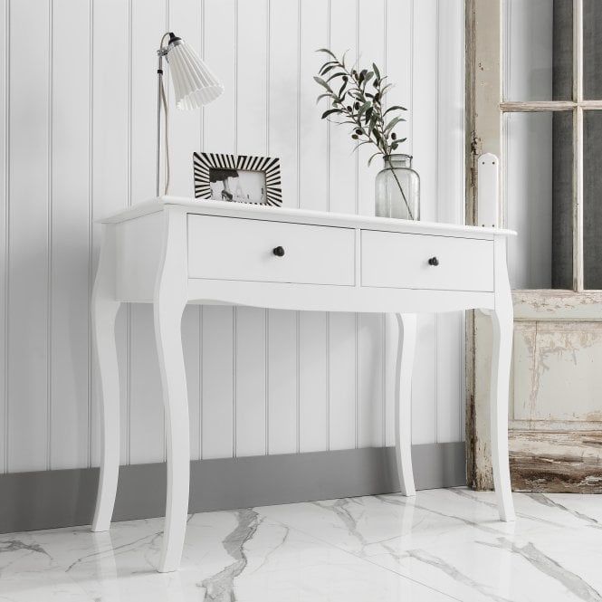 Camille Console Table In Classic White | Noa An Nani Throughout White Triangular Console Tables (Photo 11 of 20)