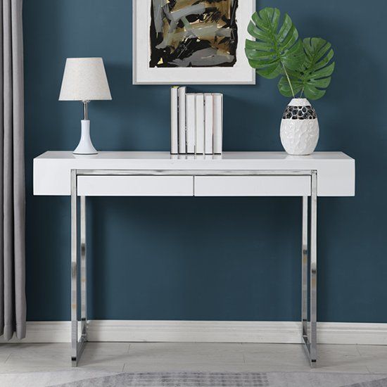Featured Photo of 20 Best Ideas Gloss White Steel Console Tables