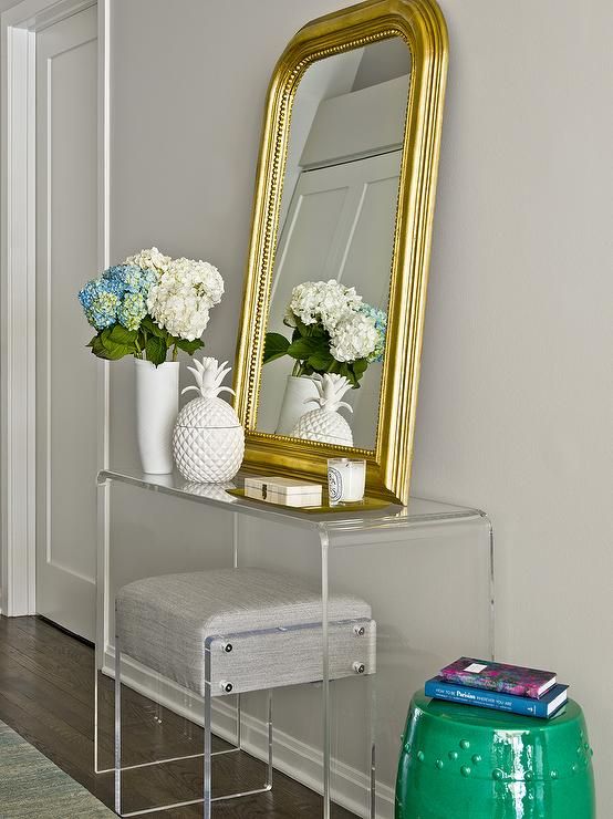 Cb2 Peekaboo Acrylic Console Table With Gold Beaded Arch With Clear Acrylic Console Tables (Photo 9 of 20)