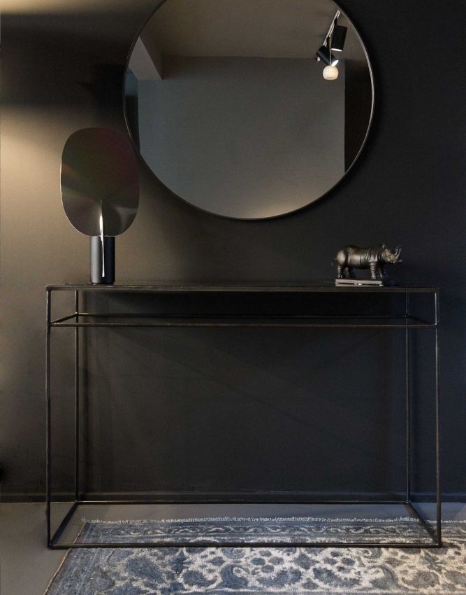 Charcoal Heavy Aged Mirror Rectangular Console Table Pertaining To Rectangular Glass Top Console Tables (View 15 of 20)