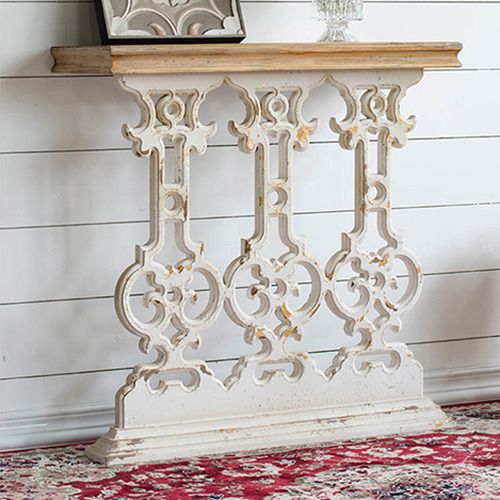 Chartwell Home Distressed White Kincaid Wooden Console Throughout Square Weathered White Wood Console Tables (View 12 of 20)