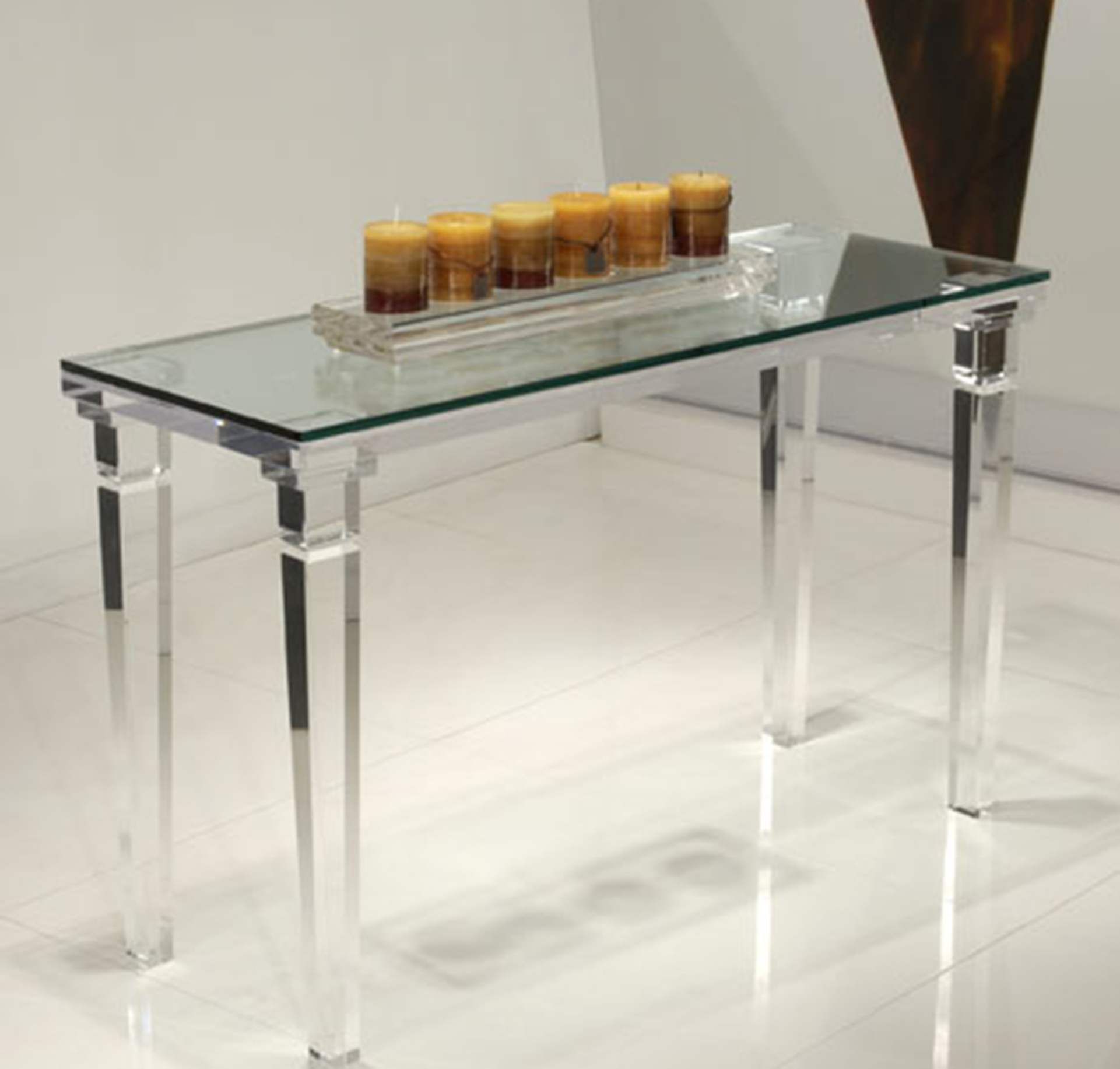 Chateau Sofa Table, Acrylic Bar Stools, Acrylic Furniture Throughout Gold And Clear Acrylic Console Tables (View 18 of 20)