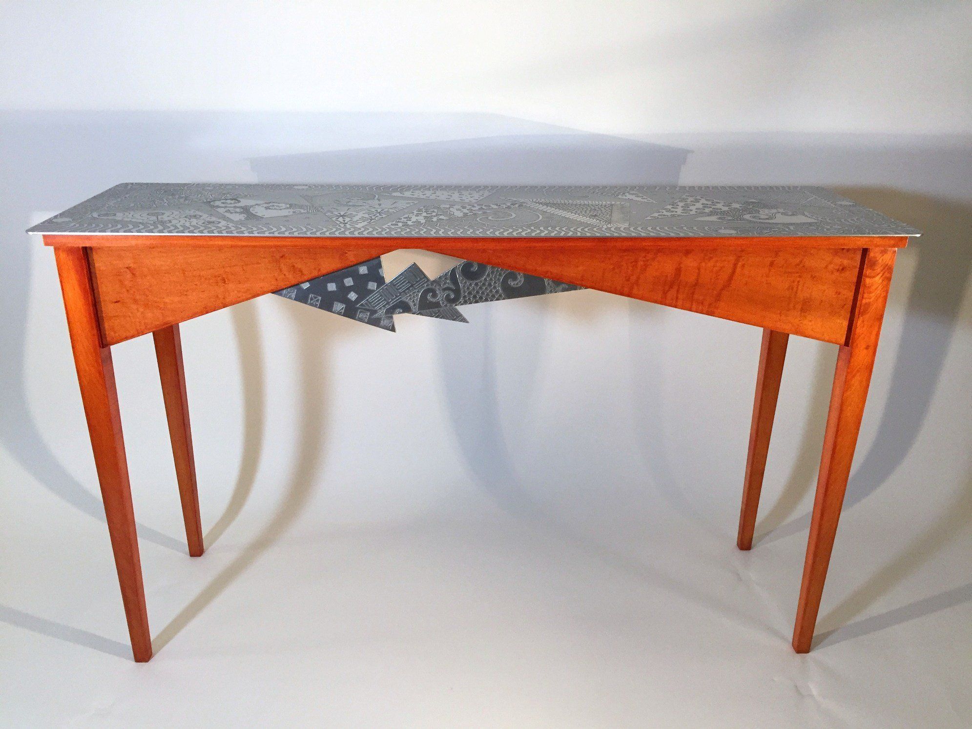 Cherry Trianglesevy Rogers (wood & Metal Console Table Intended For Heartwood Cherry Wood Console Tables (Photo 4 of 20)