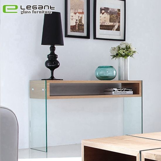 China Bent Glass Console Table With Glass Shelf And High Regarding Square High Gloss Console Tables (View 10 of 20)
