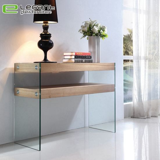 China Curved Glass Console Table With High Gloss White Mdf Intended For Square High Gloss Console Tables (Photo 3 of 20)