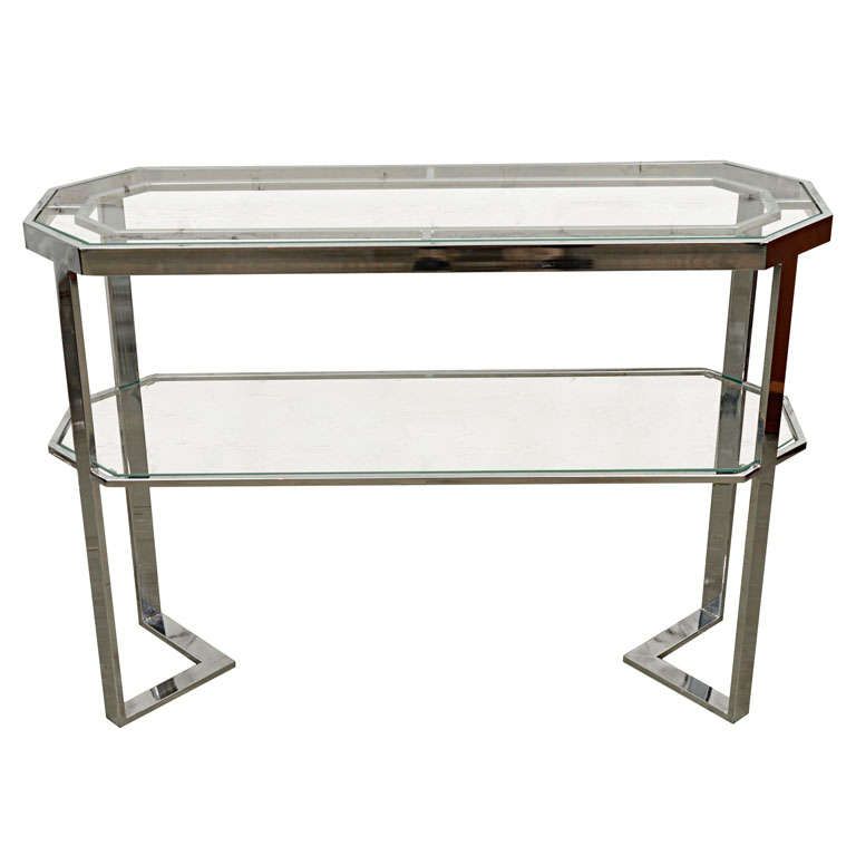 Chrome And Glass Console Table For Sale At 1stdibs Intended For Glass And Chrome Console Tables (Photo 20 of 20)