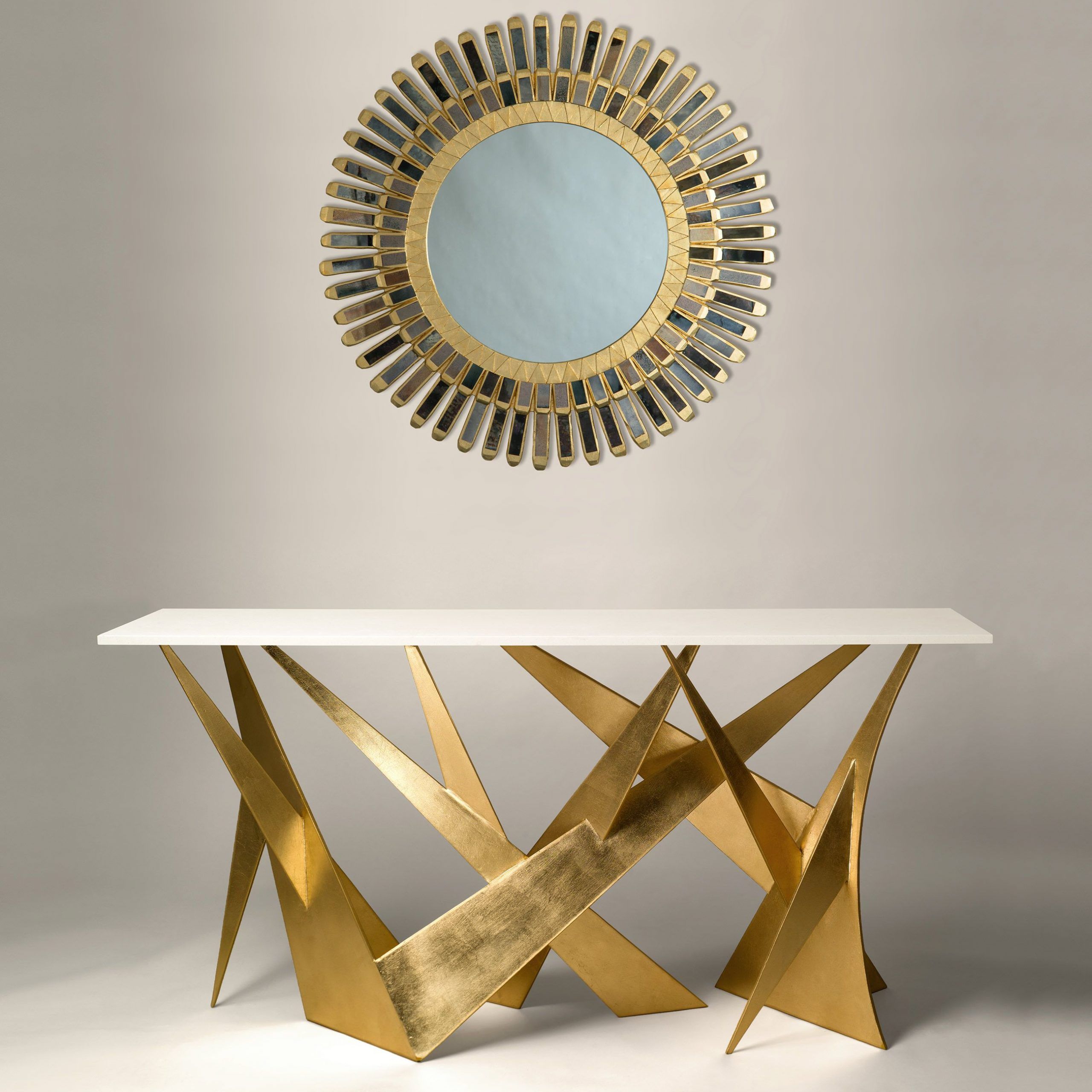 Claremont Console Table With Gold Leaf Finish And Marble Throughout White Marble And Gold Console Tables (View 15 of 20)