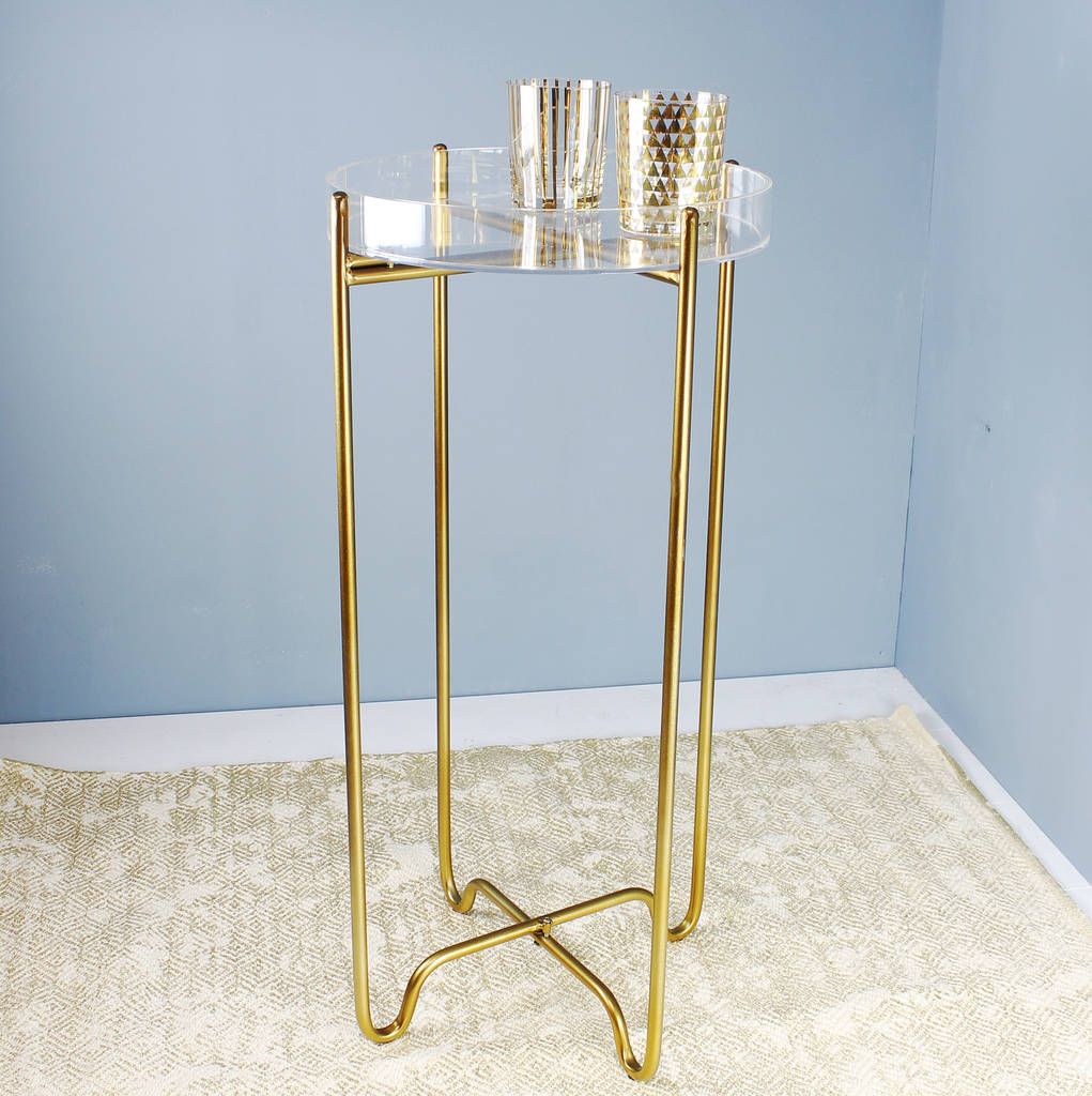 Clear Acrylic And Gold Side Tablemarquis & Dawe Intended For Gold And Clear Acrylic Console Tables (View 9 of 20)