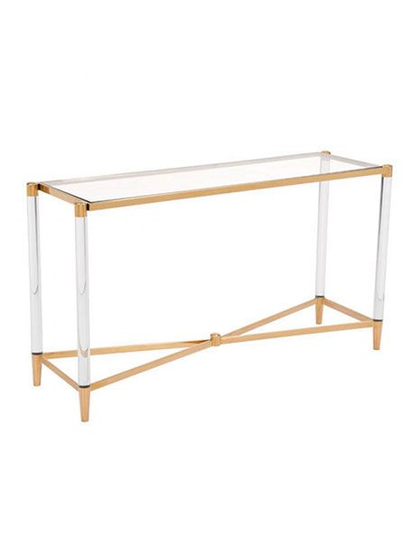 Clear Acrylic Gold Console Table | Modern Furniture Inside Clear Console Tables (View 16 of 20)