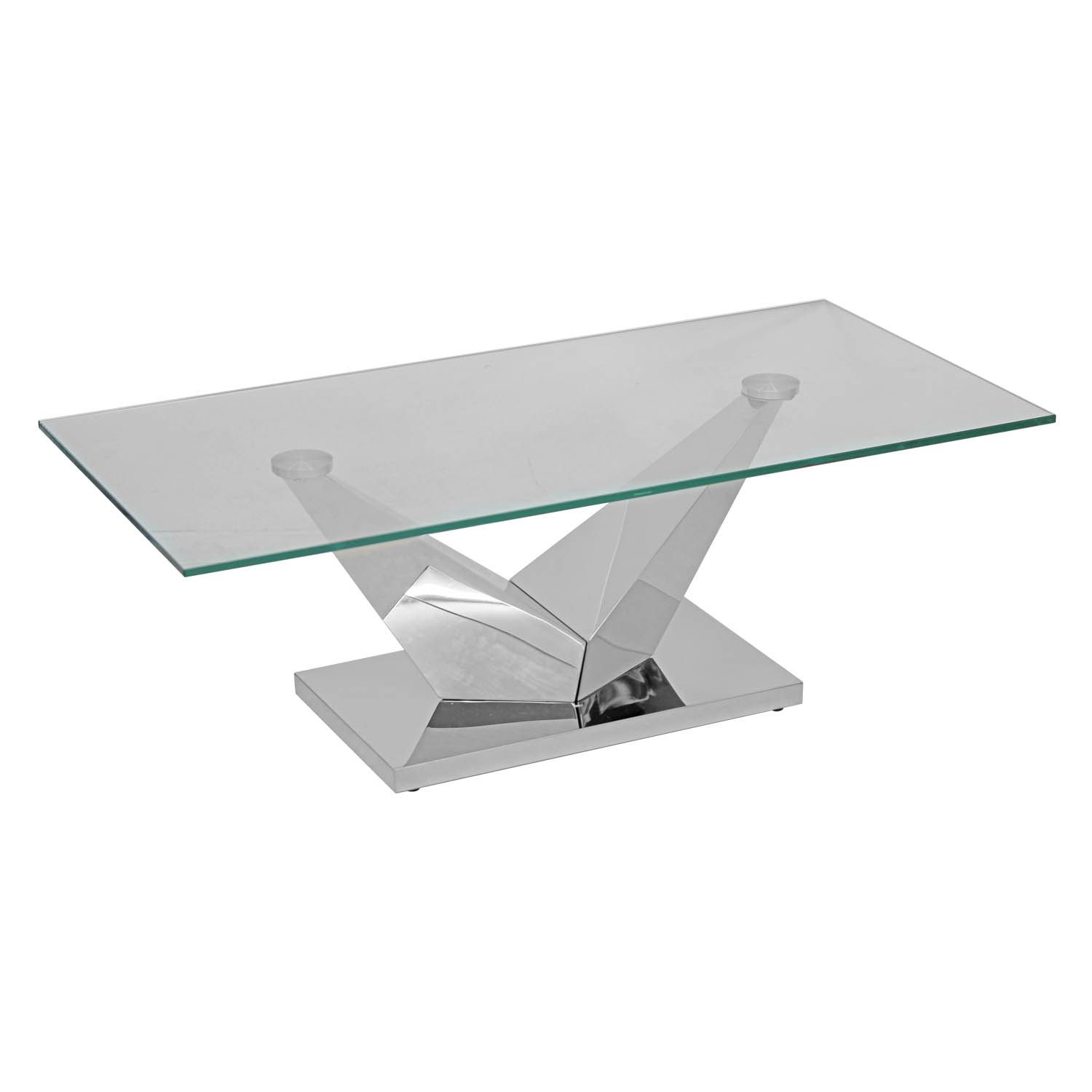 Clear Glass Top V Shaped Base Coffee Table Sofa Modern Regarding Rectangular Glass Top Console Tables (View 20 of 20)
