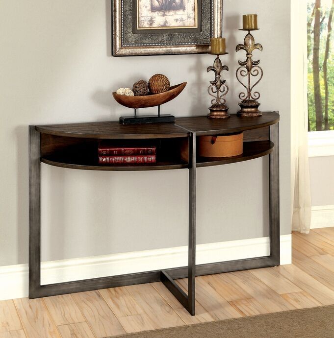 Cm4312s Matilda Transitional Style Antique Oak Finish Wood Throughout Metal And Oak Console Tables (View 6 of 20)