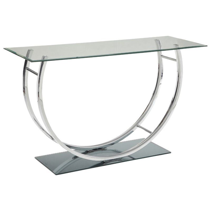 Coaster 704989 Chrome Finish Sofa Table Tempered Glass Within Chrome And Glass Rectangular Console Tables (View 20 of 20)