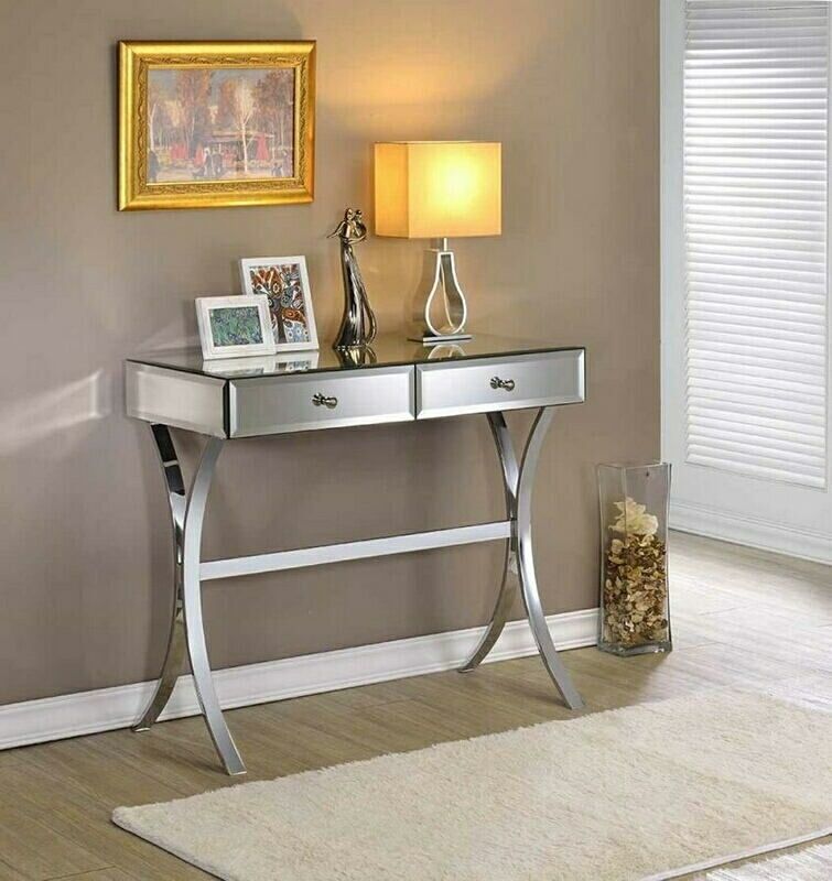 Coaster 950355 Mirror Paneled Hall Console Table With X Pertaining To Mirrored Modern Console Tables (View 2 of 20)