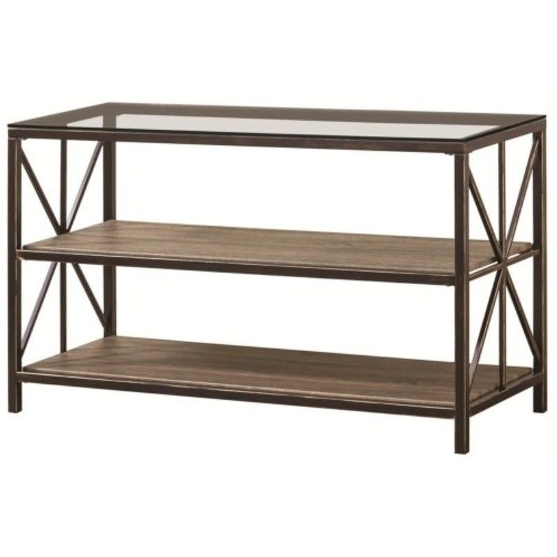 Coaster Avondale 2 Shelf Glass Top Console Table In Black Intended For 2 Shelf Console Tables (Photo 1 of 20)