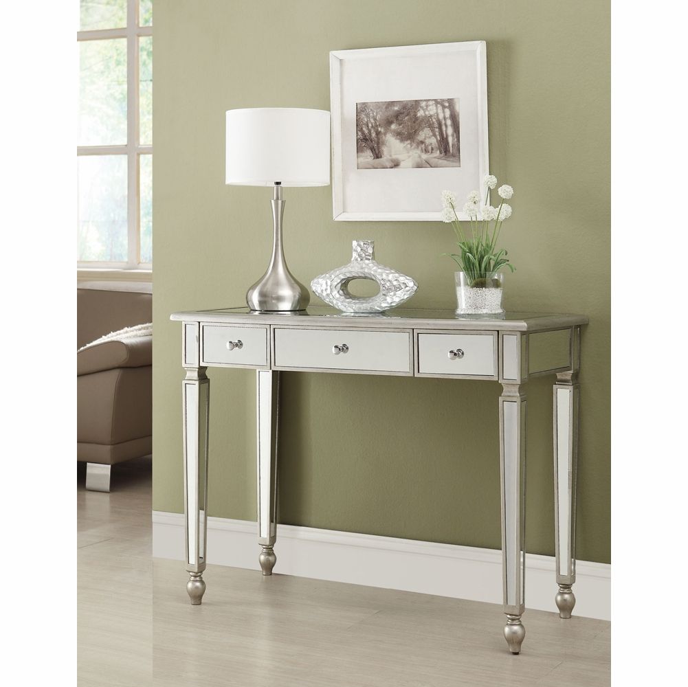 Coaster – Console Table (antique Silver) – 950014 Pertaining To Silver Mirror And Chrome Console Tables (Photo 10 of 20)