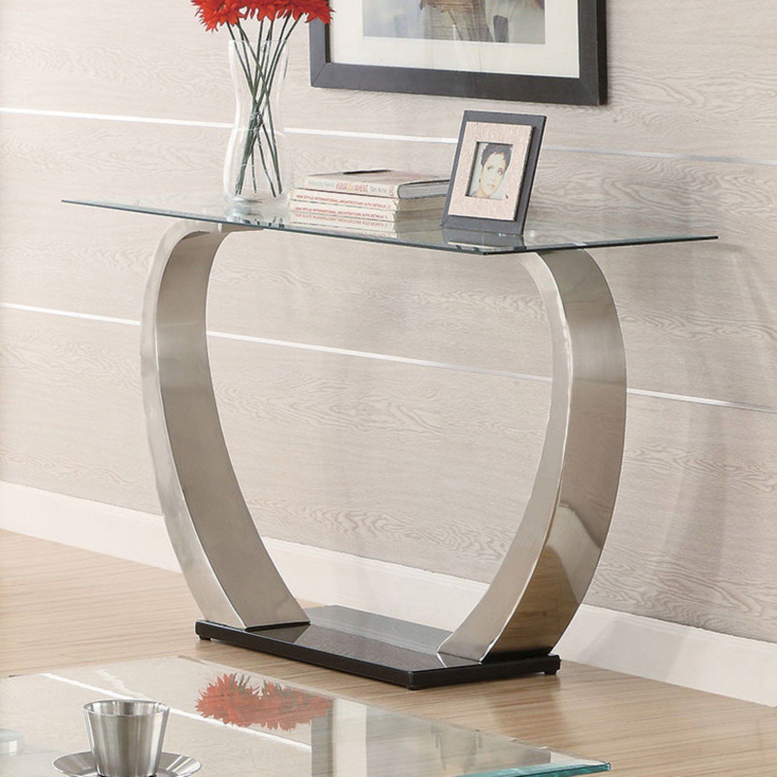 Coaster Furniture Glass Top Console Table – Walmart Inside Glass And Pewter Oval Console Tables (View 12 of 20)