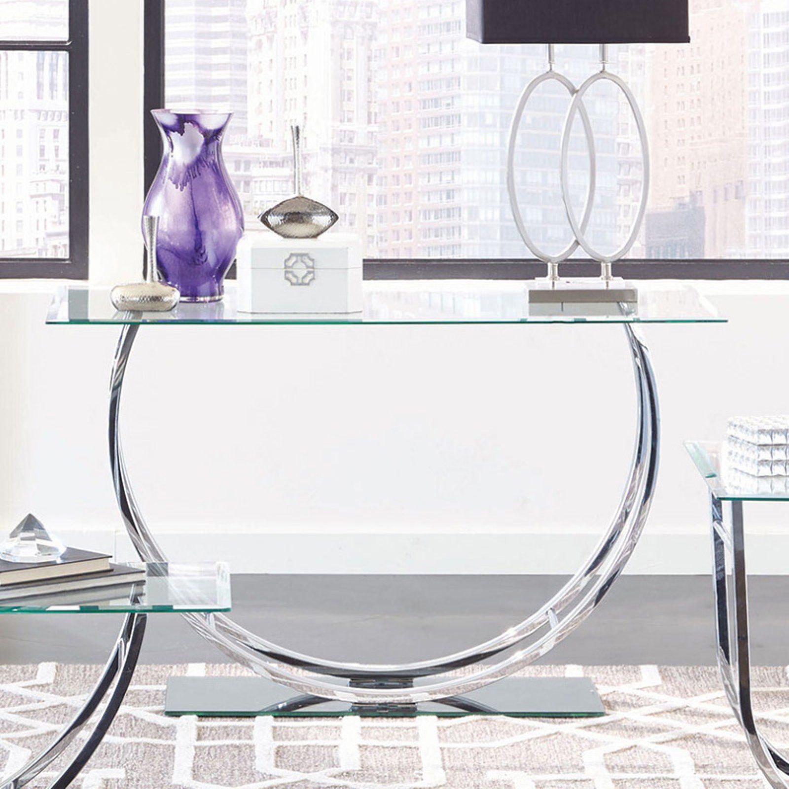 Coaster Glass Top Console Table In Chrome – Walmart Throughout Glass And Chrome Console Tables (Photo 3 of 20)