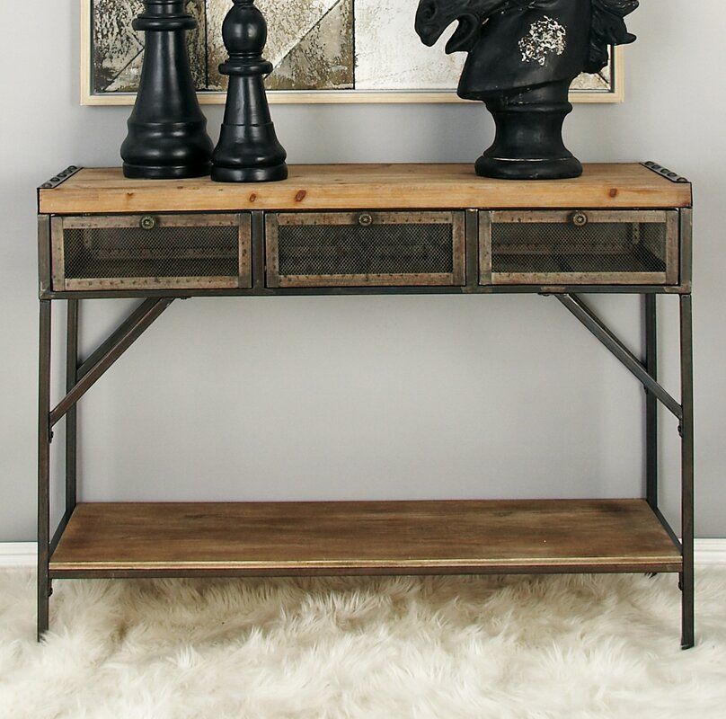 Cole & Grey Wood Metal Console Table & Reviews | Wayfair In Metal Console Tables (View 18 of 20)