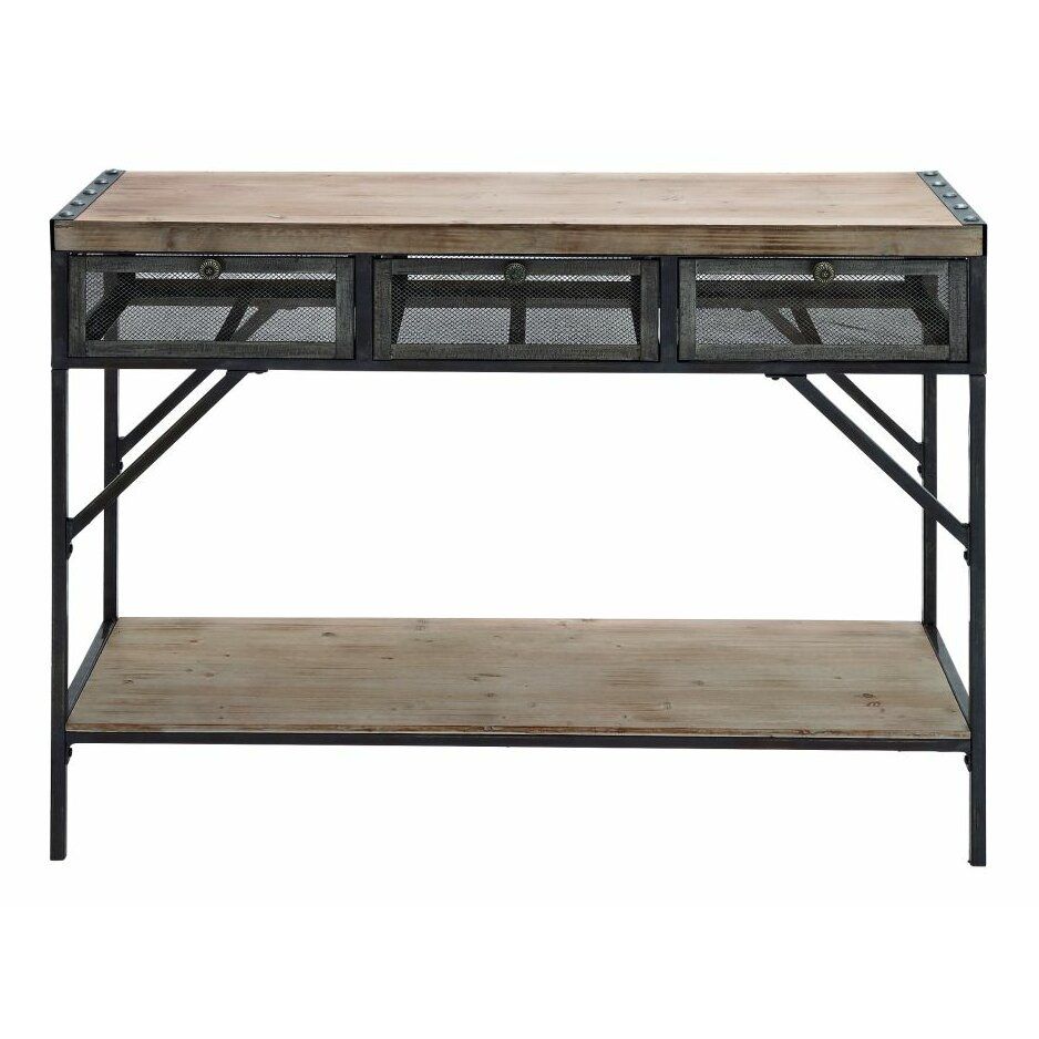 Cole & Grey Wood Metal Console Table | Wayfair Intended For Gray Wood Black Steel Console Tables (View 18 of 20)
