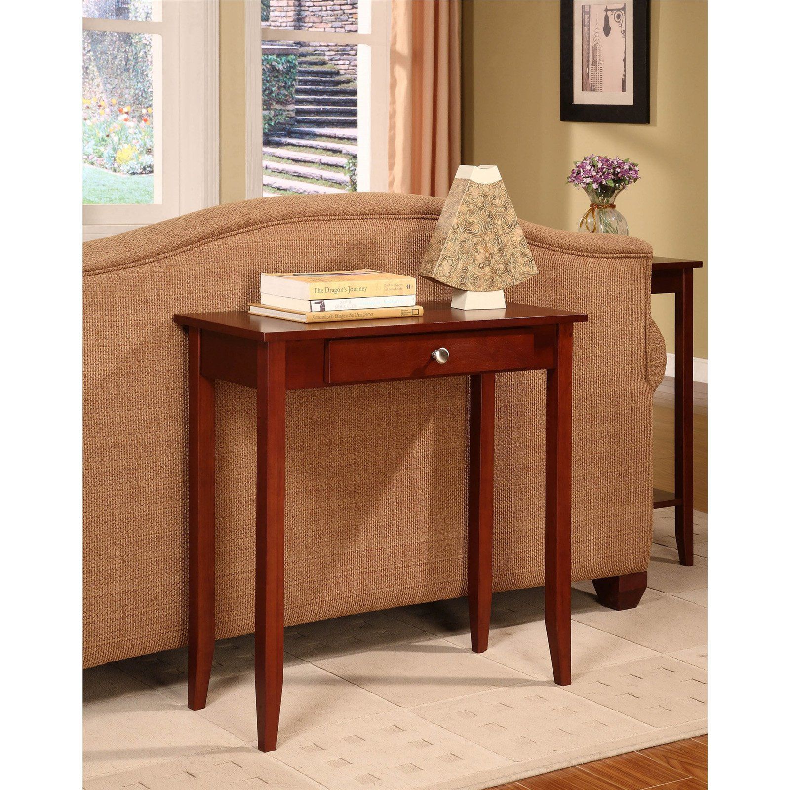 Compact Small Space Rosewood Brown Wood Entryway Tall Within Wood Console Tables (Photo 16 of 20)