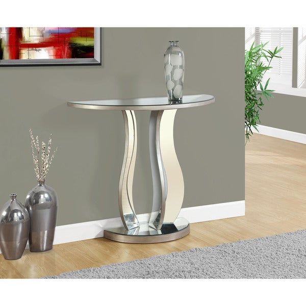 Console Table – 36"l / Brushed Silver / Mirror – Free In Metallic Silver Console Tables (View 7 of 20)