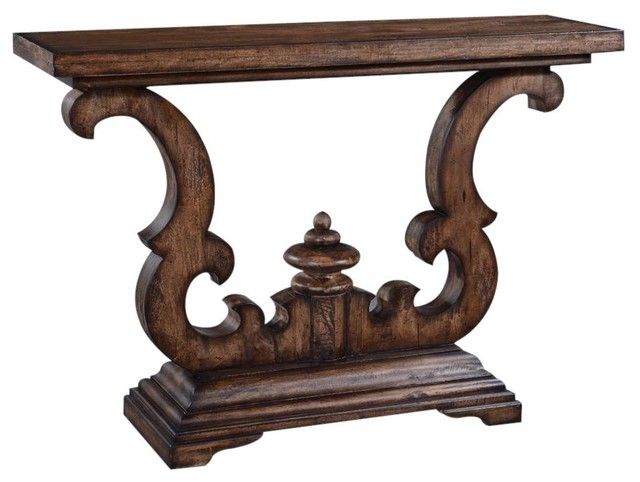 Console Table Cambridge Rustic Pecan Distressed Solid Wood Pertaining To Warm Pecan Console Tables (Photo 13 of 20)