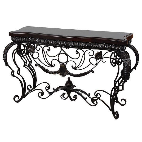 Console Table Mediterranean Style Black Scrolled Iron Within Round Iron Console Tables (Photo 10 of 20)