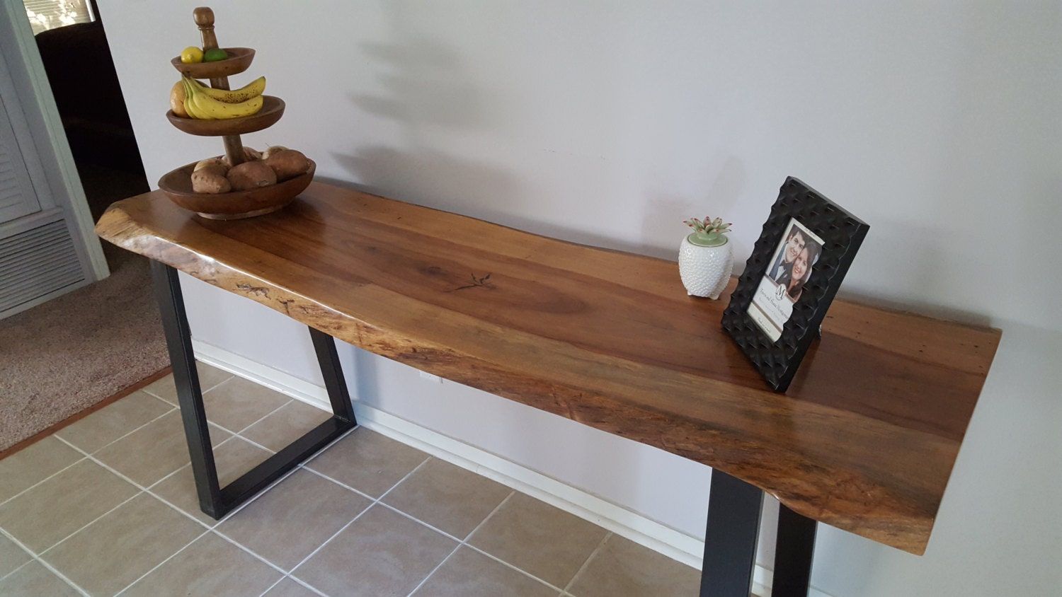 Console Table Pecan Live Edge Intended For Warm Pecan Console Tables (View 9 of 20)