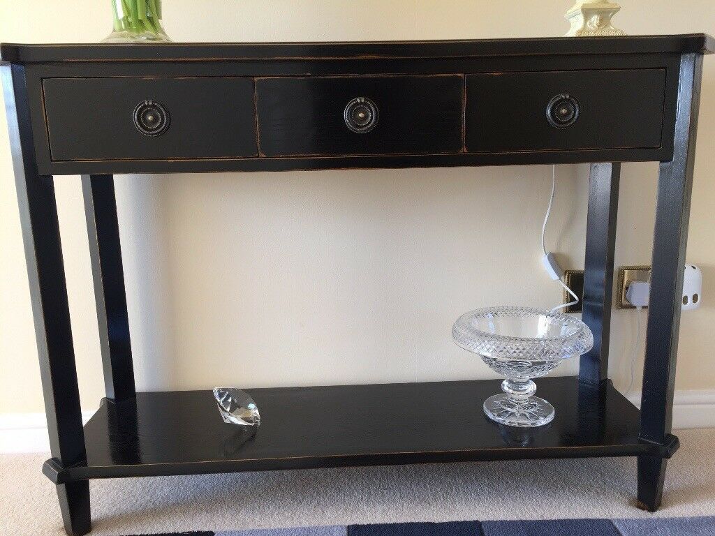 Console Table Solid Wood Laura Ashley Black | In Bognor For Caviar Black Console Tables (View 18 of 20)