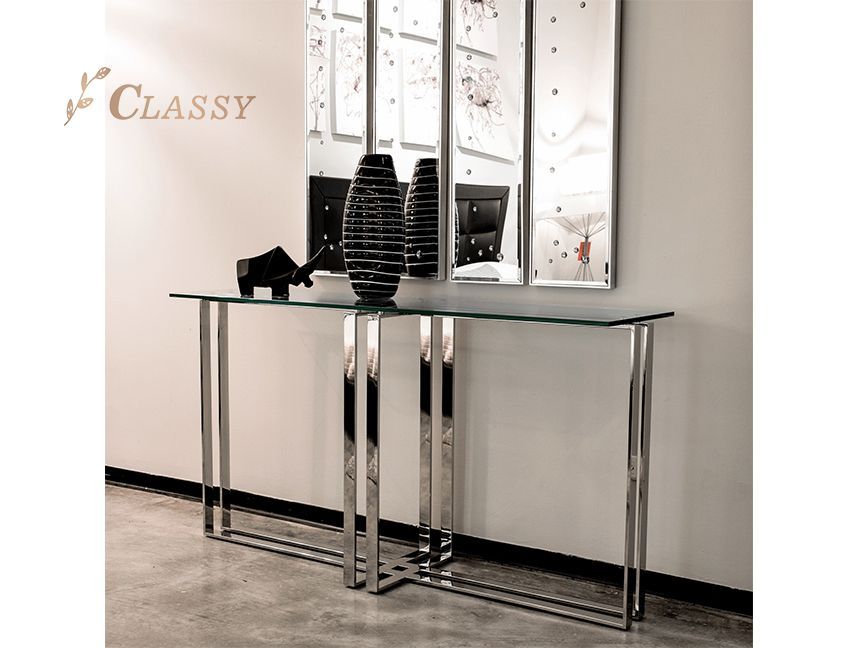 Console Table Steel Frame Living Room Luxury Modern Table Inside Geometric Glass Modern Console Tables (View 16 of 20)